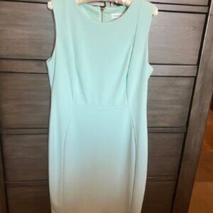 Calvin Klein Aqua Sleeveless Shift Dress, Size 12